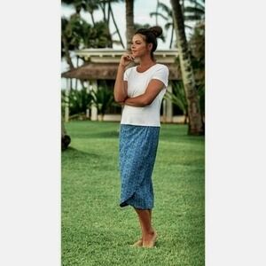 RIPSKIRT Hawaii Length 3 Wrap Skirt Rip Skirt Blue White Boho Denim XX-Large XXL